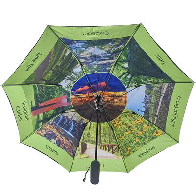 2 Folded Automatic Compact Travel Umbrella 112cm Arc Diameter 44cm Folded Length