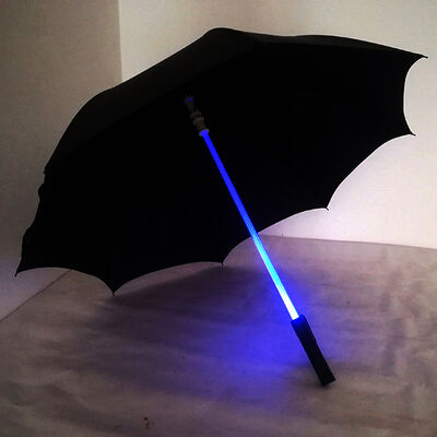 46 Inch 8 Ribs Luminous Umbrella With Built In Flashlight 210T Pongee Canopy Umbrella