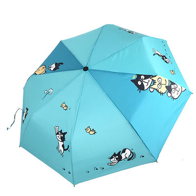 Lightweight Steel Frame 3 Foldable Umbrella With 98cm Open Diameter 24cm Folded Length