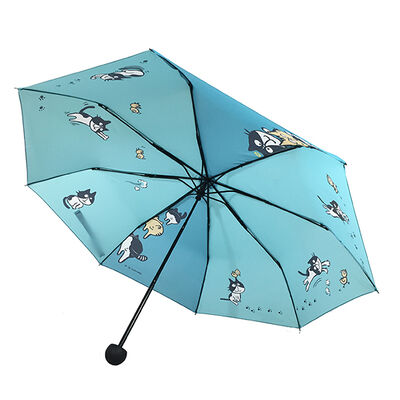 Lightweight Steel Frame 3 Foldable Umbrella With 98cm Open Diameter 24cm Folded Length