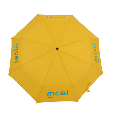 Promotional Yellow 3 Fold Manual Umbrella For Market Vendors And SMEs