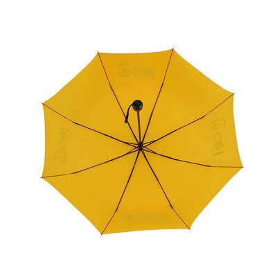 Promotional Yellow 3 Fold Manual Umbrella For Market Vendors And SMEs