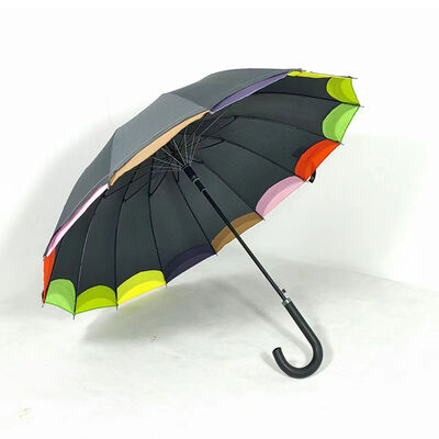 14 Ribs Straight Rainbow Walking Umbrellas With Curved Handle