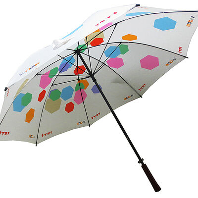 Manual Open Walking Umbrella 60 Inch Golf Umbrella With Long Wooden Handle
