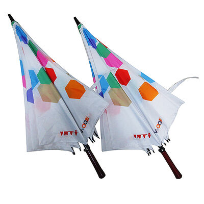 Manual Open Walking Umbrella 60 Inch Golf Umbrella With Long Wooden Handle