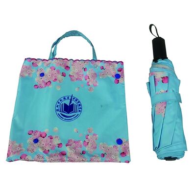 21 Inch Sturdy Foldable Umbrella With 2 In 1 Waterproof Tote Sleeve