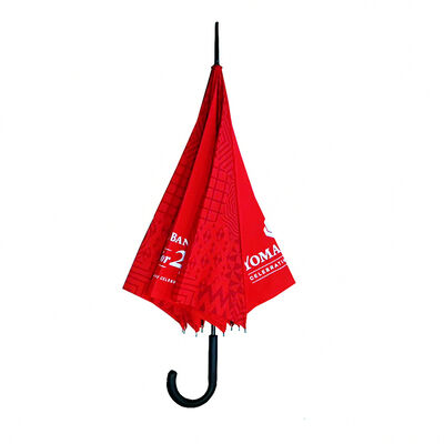 46 Inch Iron Frame Red Automatic Umbrella Custom Logo