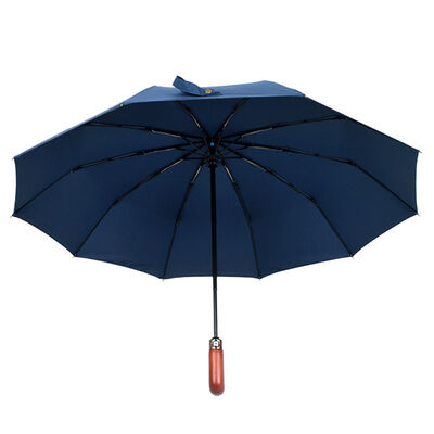 3 Foldable Automatic Open Umbrella With Real Wood Handle