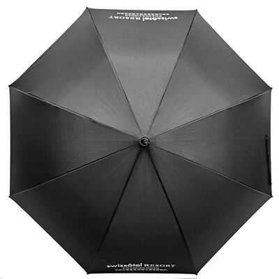 27 Inch  Automatic Black Hotel Straight Umbrella With Curved Handle