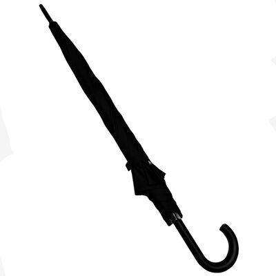 27 Inch  Automatic Black Hotel Straight Umbrella With Curved Handle