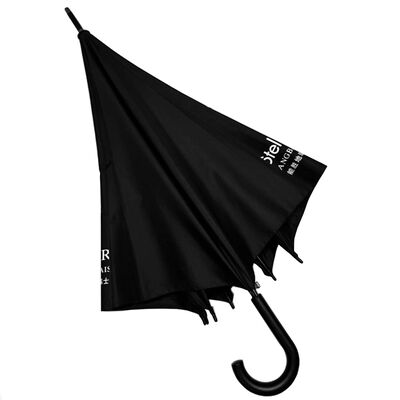 27 Inch  Automatic Black Hotel Straight Umbrella With Curved Handle