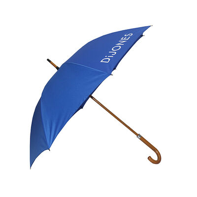 Wooden Shaft Promotional Umbrellas Lightweight Manual Open With Metal Ring Lock