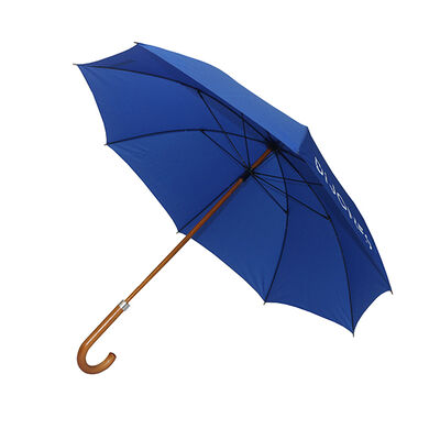 Wooden Shaft Promotional Umbrellas Lightweight Manual Open With Metal Ring Lock