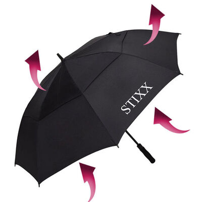 Black Ventilated Automatic Golf Umbrella 130cm Wind Resistant Umbrella
