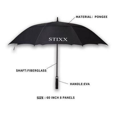 Black Ventilated Automatic Golf Umbrella 130cm Wind Resistant Umbrella