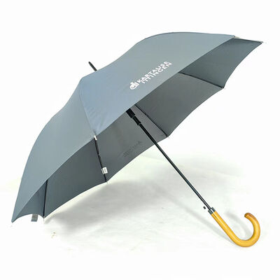 46 Inch  Outdoor Straight Umbrella With Wooden Handle Fiberglass Frame Umbrella