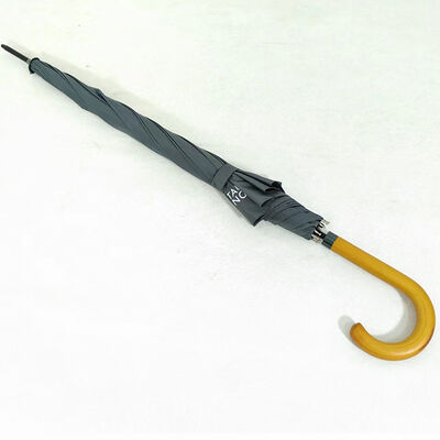 46 Inch  Outdoor Straight Umbrella With Wooden Handle Fiberglass Frame Umbrella