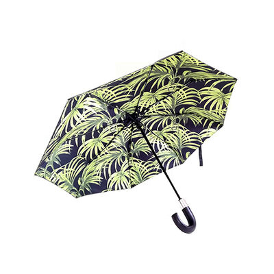 42 Inch Double Canopy Folding Umbrella Wooden Handle Automatic Opening And Closing Umbrella