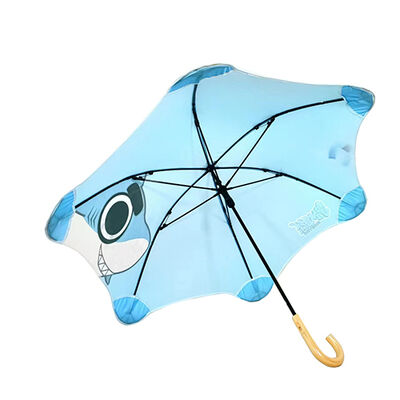 Kiddie Safe Mini Wooden Handle Umbrellas 17" Push Pull Kids Fiberglass Outdoor Umbrella