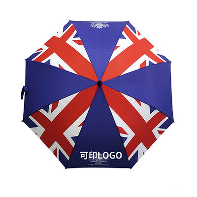 130cm Golf Umbrella with Union Jack Logo Print and Fiberglass Frame for Promotional Custom Umbrella Use