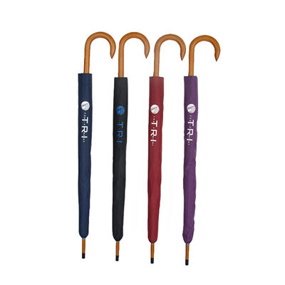 Engraved Logo Elegant Wooden Handle Umbrella Solid Wood Curved Handle Umbrella