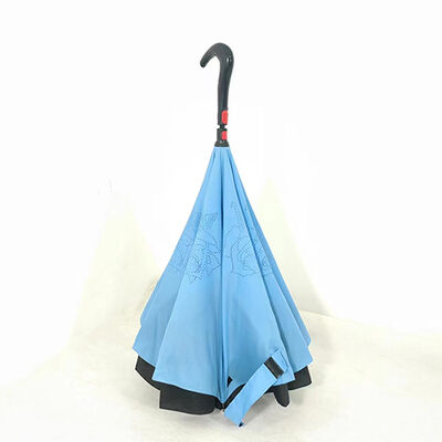 Light Blue Double Layer Reverse Umbrellas 105cm Auto Open Close Inverted Umbrella