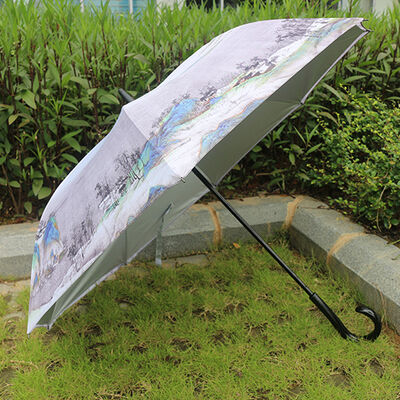 Full Color Printed Reverse Umbrellas Chinese Style All Weather Protection