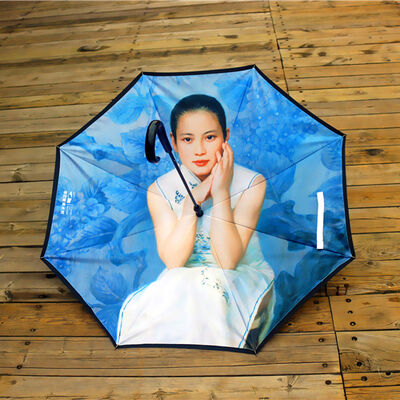 Portable Upside Down Reverse Umbrella 110cm With Artwork Pattern