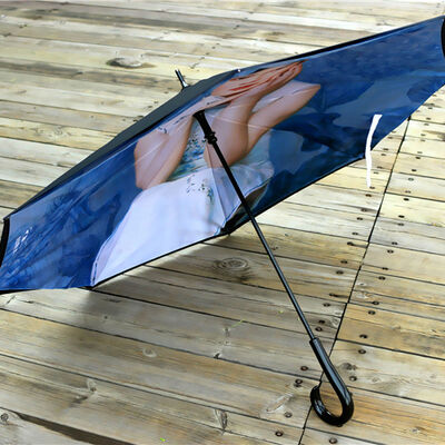 Portable Upside Down Reverse Umbrella 110cm With Artwork Pattern