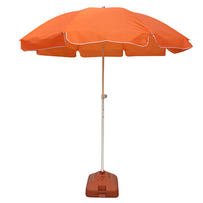6.8 Foot Orange Beach Umbrellas With Metal Frame UV Protective Polyester