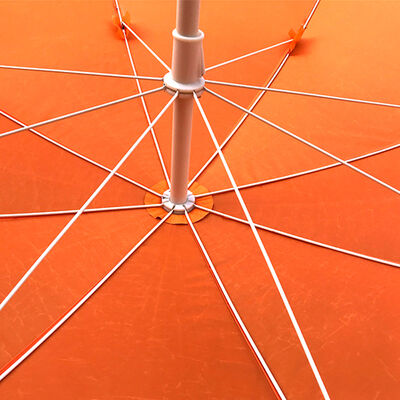 6.8 Foot Orange Beach Umbrellas With Metal Frame UV Protective Polyester