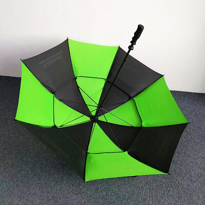 Custom Logo Double Canopy Golf Umbrellas 60 Inch Black And Green Umbrellas