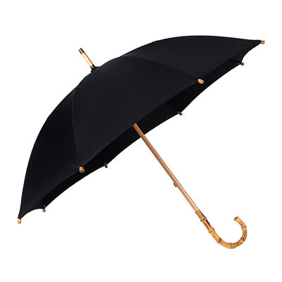 Bamboo Handle Straight Walking Umbrellas Wind Resistant With 500T Pongee Fabric