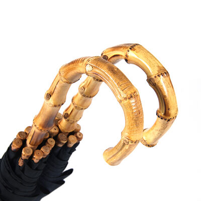 Bamboo Handle Straight Walking Umbrellas Wind Resistant With 500T Pongee Fabric