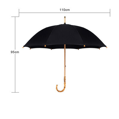 Bamboo Handle Straight Walking Umbrellas Wind Resistant With 500T Pongee Fabric