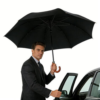 Classic Business Men Walking Umbrellas Black Wooden Handle Umbrella Windproof