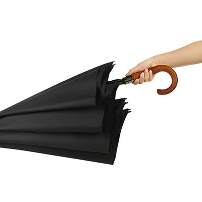 Classic Business Men Walking Umbrellas Black Wooden Handle Umbrella Windproof