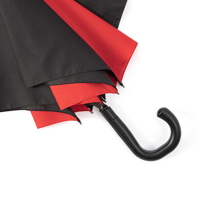 Square Automatic Walking Stick Umbrella Dual Tone Red And Black Umbrella