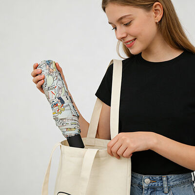 Comic Print Sun Protection Umbrella Portable Folding Compact Umbrella