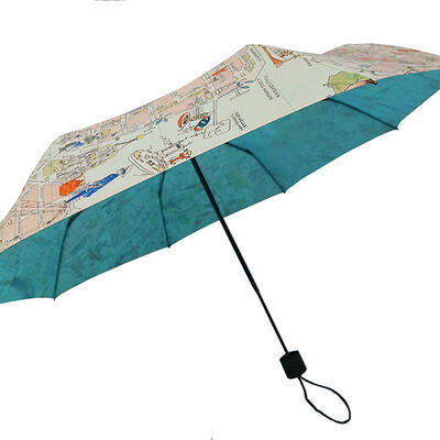Comic Print UV30+ Protection Folding Umbrella with 8 Ribs and 42-inch Canopy