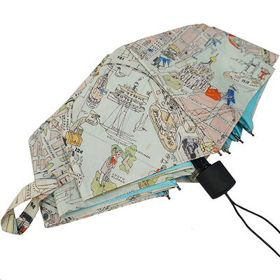 Comic Print UV30+ Protection Folding Umbrella with 8 Ribs and 42-inch Canopy