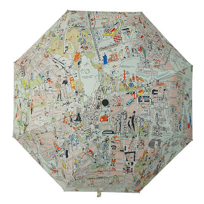 Comic Print UV30+ Protection Folding Umbrella with 8 Ribs and 42-inch Canopy