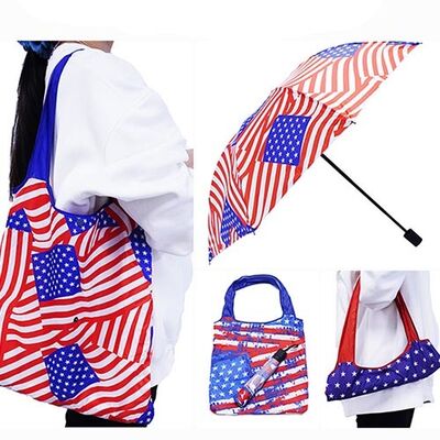 Durable Eco Friendly 2 In 1 Compact Umbrellas For American Independence Day