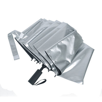 Titanium Silver UV 50+ Compact Umbrella with 3-Fold Design for Travel and Daily Use