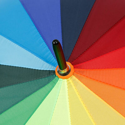 16 Ribs Large Rainbow Umbrella Auto Open 44 Inch 190T Pongee
