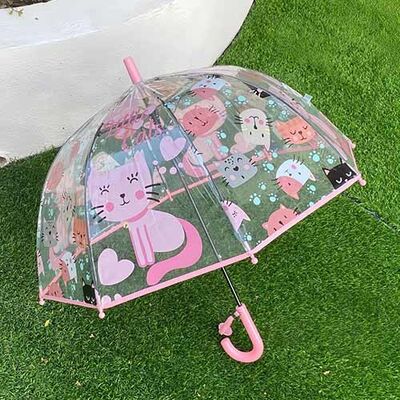 Apollo Children's Transparent Rain Umbrella / Dome Shaped Umbrella With Colorful Prints