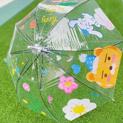 DIY Paintable Transparent Umbrella Automatic Opening Clear Drawing Umbrella