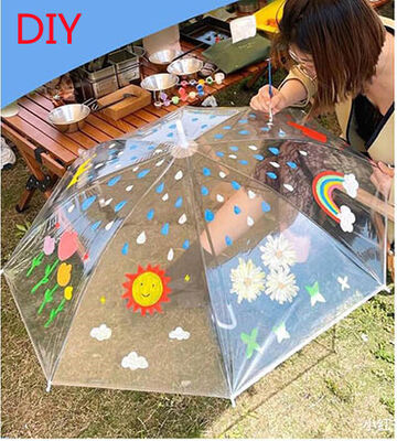 DIY Paintable Transparent Umbrella Automatic Opening Clear Drawing Umbrella