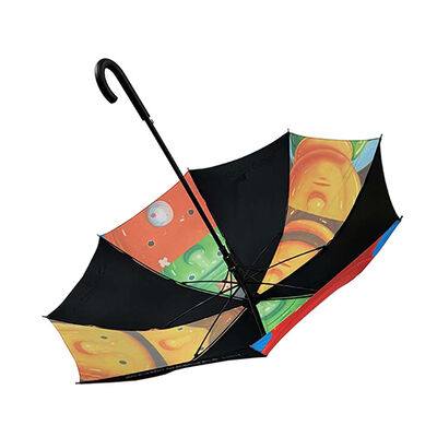 Custom Printed Promotional Umbrella with Automatic Open, Wooden Shaft and 105cm Diameter