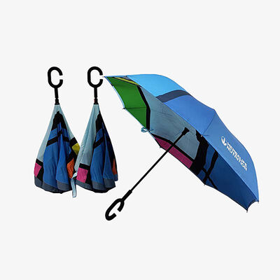 Inverted Reverse Umbrella 48 Inch 190T Polyester Inverted Umbrella Windproof